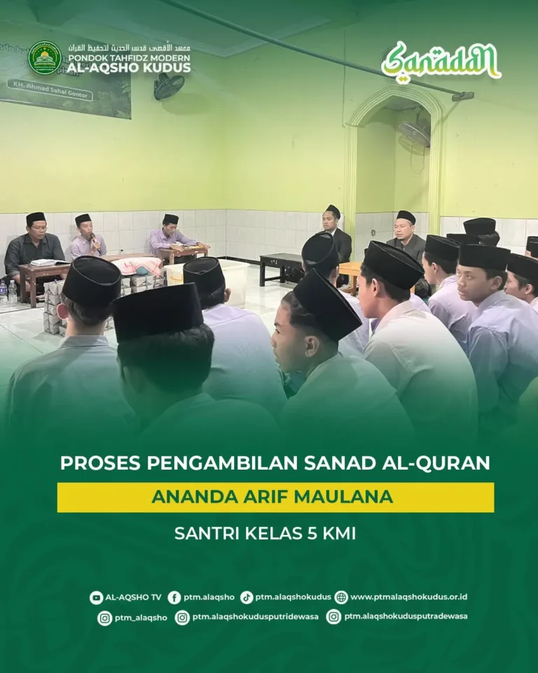 Santri kelas 5 KMI Pondok Tahfidz Modern Al-Aqsho Kudus mengikuti tes pengambilan sanad Al-Qur'an selama tujuh hari.