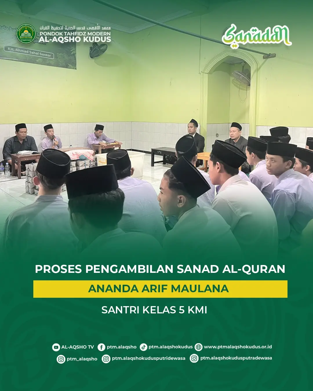 Santri kelas 5 KMI Pondok Tahfidz Modern Al-Aqsho Kudus mengikuti tes pengambilan sanad Al-Qur'an selama tujuh hari.