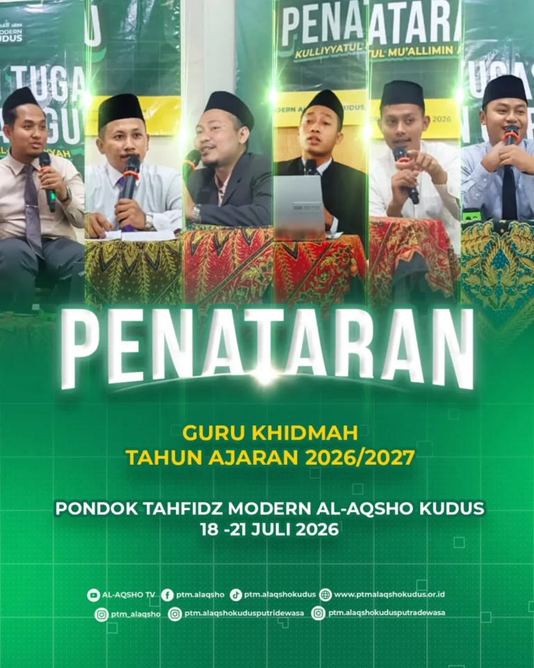 Guru pengabdian baru mengikuti Penataran Guru Khidmah Tahun Ajaran 2026/2027 di Pondok Tahfidz Modern Al-Aqsho Kudus.